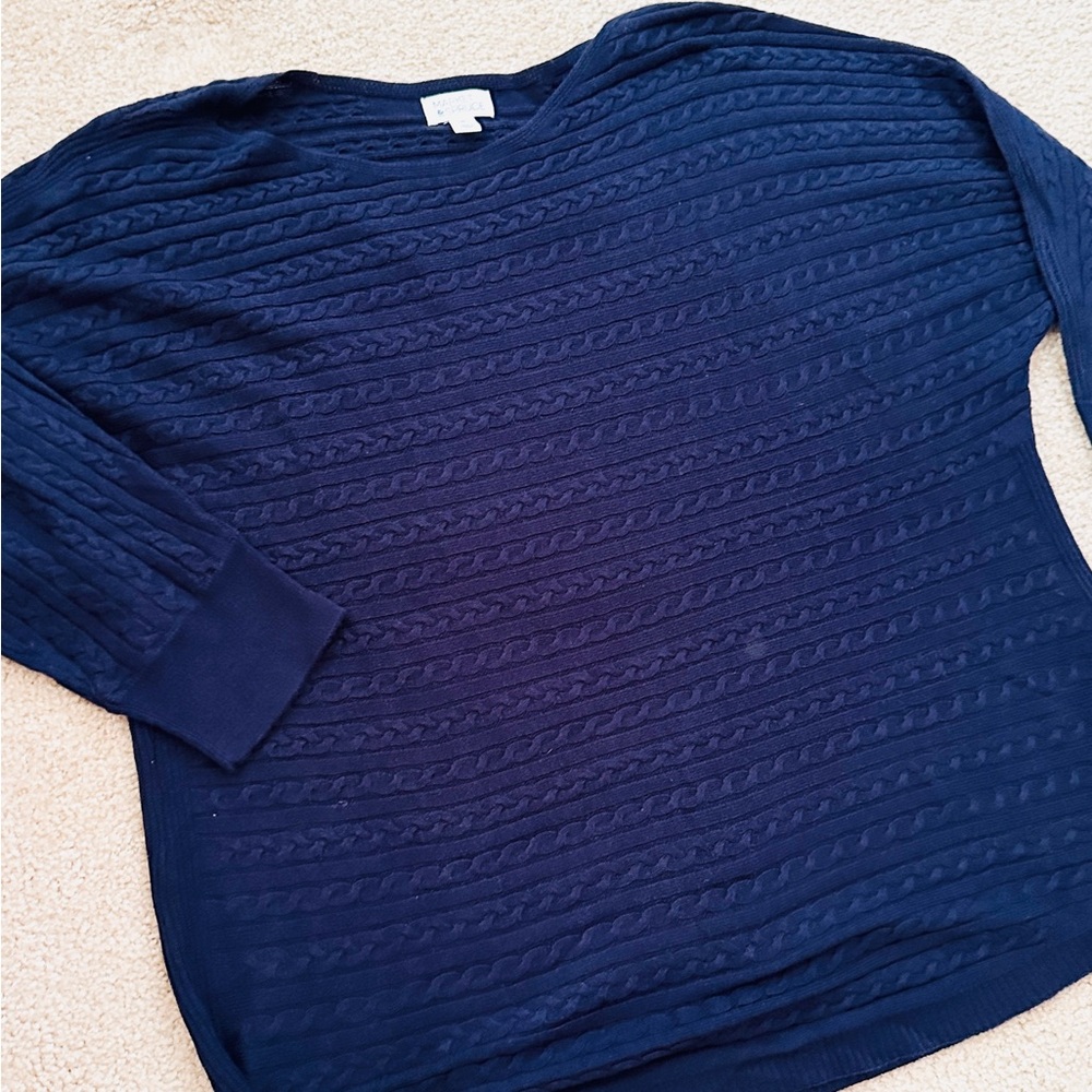 SALE $15 Market & Spruce Navy Cable Knit Sweater - Picture 2 of 7